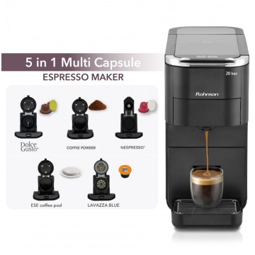 Rohnson Multicapsule 5 σε 1 R-98055 Μηχανή Espresso 1545W Πίεσης 20bar Μαύρη Rohnson Multicapsule 5 σε 1 R-98055 Μηχανή Espresso 1545W Πίεσης 20bar Μαύρη